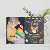 TOUT ÂGE - Boy Music Anniversaire Chalk Invitation (Debout devant)