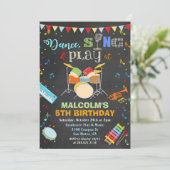 TOUT ÂGE - Boy Music Anniversaire Chalk Invitation (Debout devant)