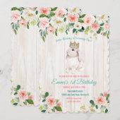 TOUT ÂGE - Bunny Floral Invitation d'anniversaire (Devant / Derrière)