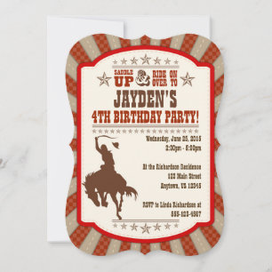 Tout âge Cowboy Rodeo Anniversaire Fête Invitation