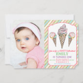 TOUT ÂGE - Crème de glace Anniversaire Invitation (Devant)