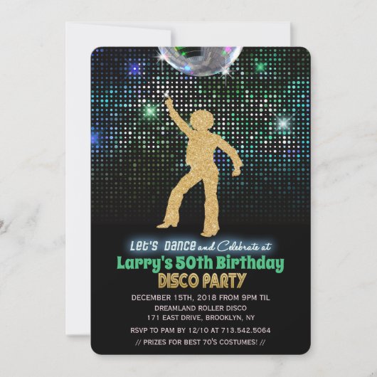TOUT ÂGE - Disco Anniversaire Fête Invitation (Devant)