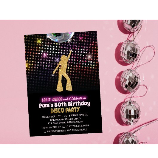 TOUT ÂGE - Disco Anniversaire Fête Invitation