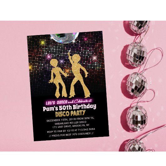 TOUT ÂGE - Disco Anniversaire Fête Invitation