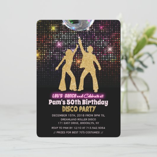 TOUT ÂGE - Disco Anniversaire Fête Invitation (Debout devant)