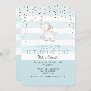 TOUT ÂGE - Elephant Boy Invitation d'anniversaire