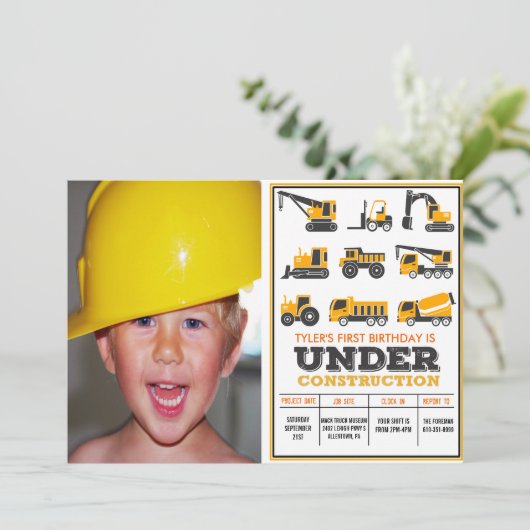 TOUT ÂGE - En construction Invitation d'anniversai (Debout devant)