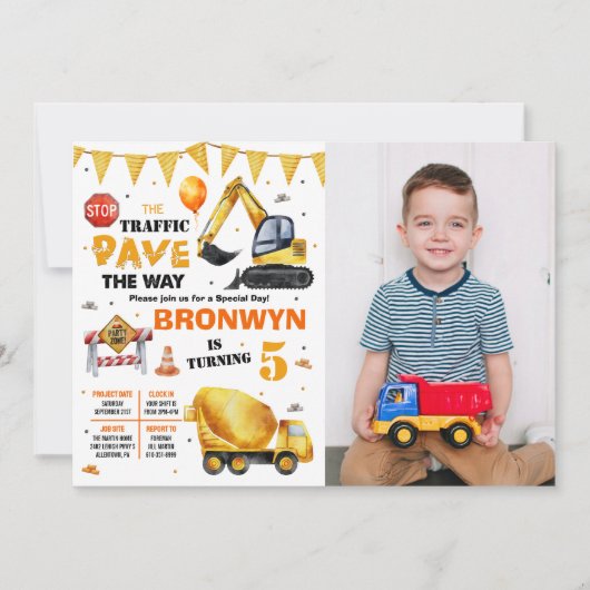 TOUT ÂGE - En construction Invitation d'anniversai (Devant)