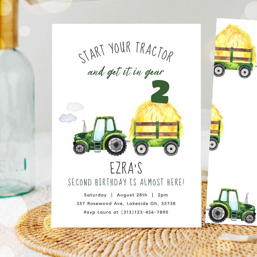 Tout âge Enfants Tracteur Anniversaire Invitation