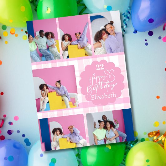 Tout âge Feminine Rose 7 Photo Collage Anniversair