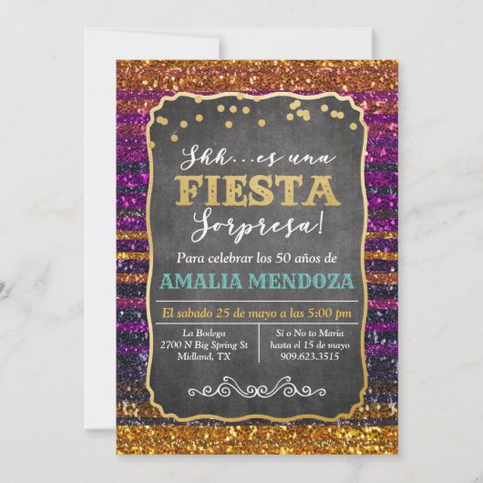 TOUT ÂGE - Fiesta Surprise Anniversaire Invitation (Devant)