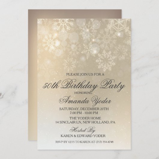 TOUT ÂGE - Flocon de neige d'hiver Invitation d'an (Devant / Derrière)