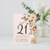 Tout âge Floral Aquarelle Anniversaire Invitation (Debout devant)