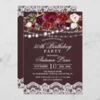 TOUT ÂGE - Floral Rustic Anniversaire Invitation