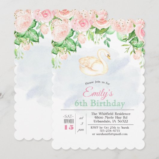 TOUT ÂGE - Invitation d'anniversaire de fille aux (Devant / Derrière)