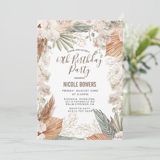 TOUT ÂGE - Invitation d'anniversaire florale Boho (Debout devant)