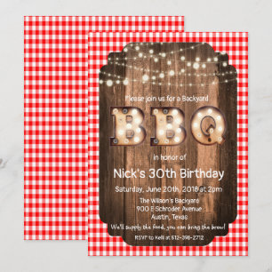 TOUT ÂGE - Invitation d'anniversaire rustique BBQ