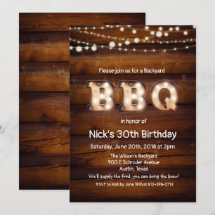 TOUT ÂGE - Invitation d'anniversaire rustique BBQ