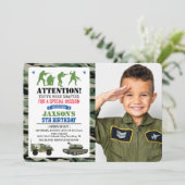 TOUT ÂGE - Invitation photo d'anniversaire militai (Debout devant)