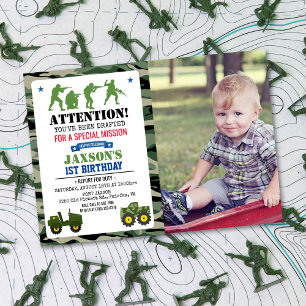 TOUT ÂGE - Invitation photo d'anniversaire militai