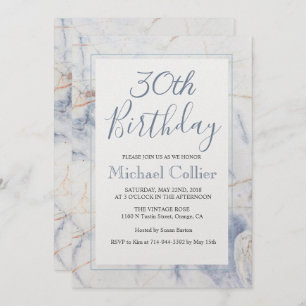 TOUT ÂGE - Marbre moderne Invitation d'anniversair