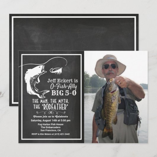 TOUT ÂGE - Pêche Anniversaire Photo Invitation (Devant / Derrière)