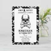 Tout âge Pirate Thème Anniversaire Invitation (Debout devant)