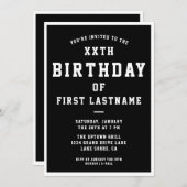 TOUT ÂGE Preppy Anniversaire Invitation | Noir et  (Devant / Derrière)