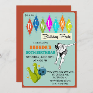 TOUT ÂGE - Retro Bowling Anniversaire Invitation