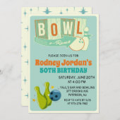 TOUT ÂGE - Retro Bowling Anniversaire Invitation (Devant / Derrière)