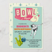 TOUT ÂGE - Retro Bowling Anniversaire Invitation (Devant / Derrière)
