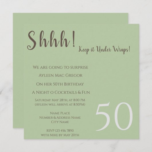 Tout âge Surprise Invitation Anniversaire (Devant / Derrière)