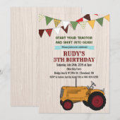 TOUT ÂGE - Tracteur Vintage Invitation d'anniversa (Devant / Derrière)