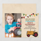 TOUT ÂGE - Tracteur Vintage Invitation d'anniversa (Devant / Derrière)