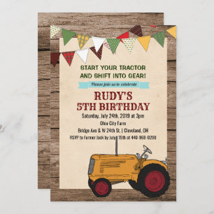 TOUT ÂGE - Tracteur Vintage Invitation d'anniversa