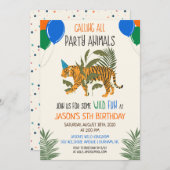 TOUT ÂGE - Zoo Jungle Anniversaire Invitation Garç (Devant / Derrière)