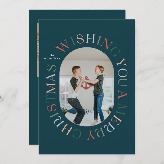 Tout autour Joyeux Noël Carte photo coloré (Devant / Derrière)