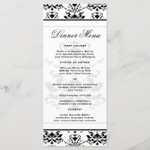 Tout blanc avec noir Damask Slim Dinner Menu