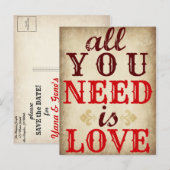 Tout ce dont vous avez besoin c'est l'amour Carte (Devant / Derrière)