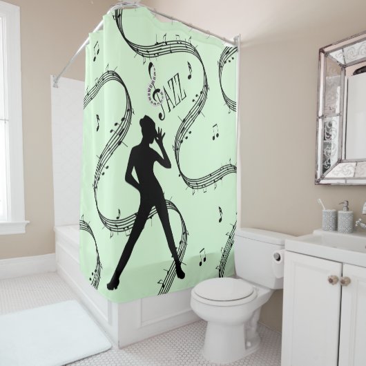 Tout ce rideau de douche de danse de jazz vert mus (En situation)