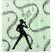 Tout ce rideau de douche de danse de jazz vert mus (Devant)
