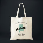 Tout Couleur Alabama Destination Mariage Sac De Bi<br><div class="desc">Un sac cadeau de bienvenue mariage pour les clients extérieurs à la ville à votre mariage, avec l'image de l'Alabama. Vous pouvez modifier les couleurs pour n'importe quelle partie de ce design, ainsi que déplacer le coeur à l'emplacement de votre mariage. Pour modifier les couleurs, cliquez sur personnaliser, puis sur...</div>