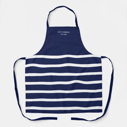Tout-dessus Imprimer Tablier rayé bleu marine rayé (Recto)