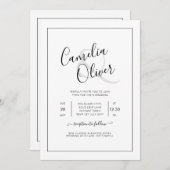 Tout-en-1 élégant Faire-part de mariage blanc clas (Devant / Derrière)