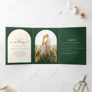 Tout-en-1 Emerald Green Wedding Programme RSVP PHO