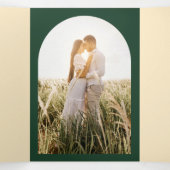 Tout-en-1 Emerald Green Wedding Programme RSVP PHO (Intérieur au milieu)