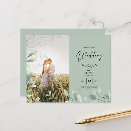Tout-en-1 Mariage Feuille de verdure Photo Overlay (Devant/Arrière en situation)