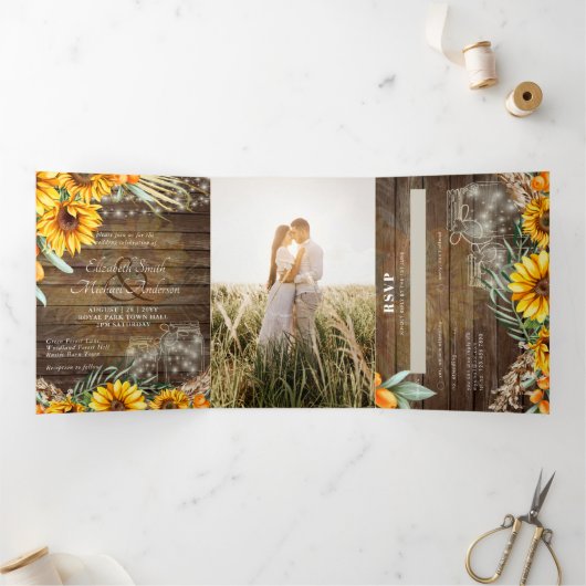 TOUT EN 1 PHOTO Mariage INVITER Programme RSVP Men (Intérieur)