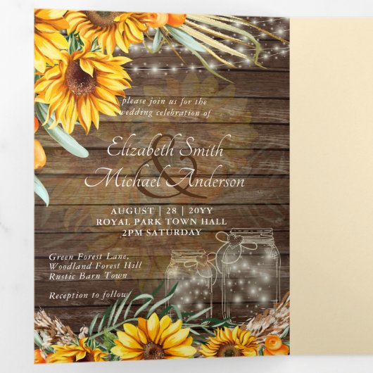 TOUT EN 1 PHOTO Mariage INVITER Programme RSVP Men (Intérieur en premier)