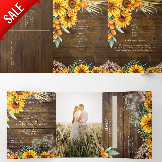 TOUT EN 1 PHOTO Mariage INVITER Programme RSVP Men